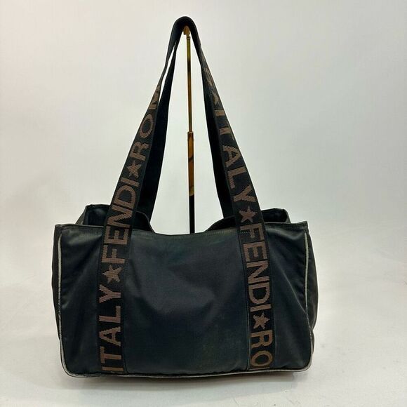 Fendi Handbags - Vintage Fendi Roma Star Black Canvas Tote